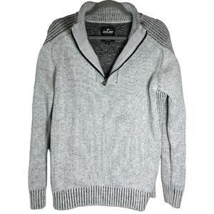 Men's 1/4 Zip Gray Sweater Size L
